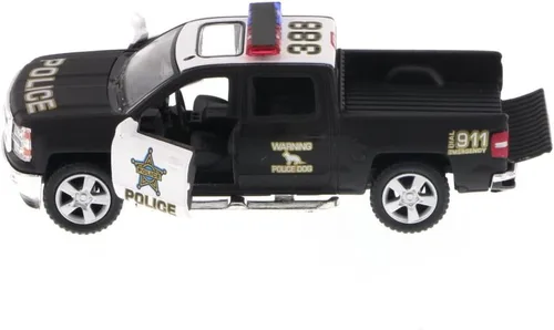Miniatura 3 de KiNSMART 2014 Chevrolet Silverado LTZ Crew Cab 4x4 1:46 Escala 5" Modelo de Metal Fundido a Presión Camión de Juguete de Camioneta (Edición Policía)