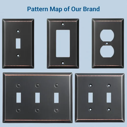 Miniatura 7 de DEWENWILS Placa de pared de salida dúplex, placas de pared de metal para toma de corriente, cubierta de interruptor de bronce envejecido, paquete
