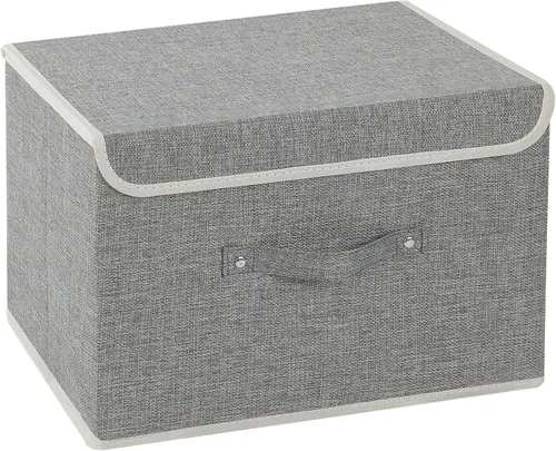 Miniatura 25 de Cajas de almacenamiento, contenedores de almacenamiento plegables con tapas, cestas de almacenamiento de tela de algodón y lino con asa