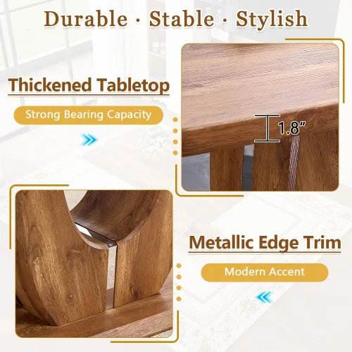 Miniatura 4 de Juego de mesa de comedor moderno para 4, mesa de cocina de madera de 63 pulgadas con 4 sillas tapizadas de gamuza de tela, estilo granja con parte
