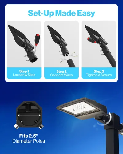 Miniatura 4 de Sunco - Luz LED para estacionamiento, poste para exteriores, 150 W, fotocélula del anochecer al amanecer, reemplazo HID, luz diurna de 5000 K, 21000