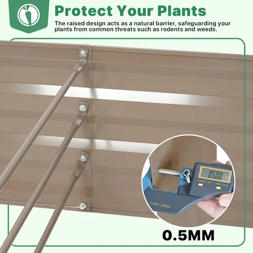 Miniatura 4 de ONCEMORE Cama de jardín elevada galvanizada para verduras, flores, hierbas, kit de cama de jardín elevada de metal con 2 jaulas de tomate, guantes