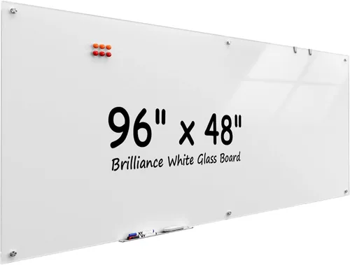 Miniatura 16 de MaxGear Pizarra blanca de vidrio montada en la pared, pizarra magnética de borrado en seco, vidrio templado, respaldo de acero, superficie lisa