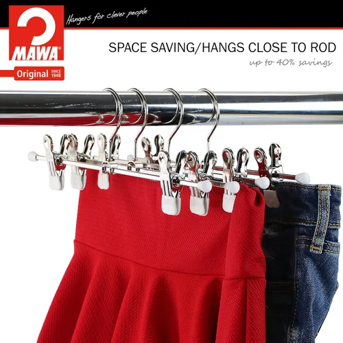 Miniatura 4 de Mawa by Reston Lloyd - Percha antideslizante para pantalones y faldas con dos clips antideslizantes, estilo K/30D, 12 pulgadas, juego de 10