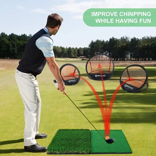 Miniatura 2 de RELILAC Juego de red de práctica de astillado de golf emergente, accesorios de objetivo de golf para interiores y exteriores, mejora tu juego corto