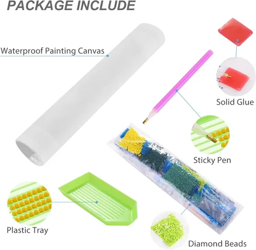 Miniatura 5 de Stalente Kits de pintura de diamantes para adultos, pintura de diamante 5D con taladro redondo completo para decoración de pared del hogar, hongos