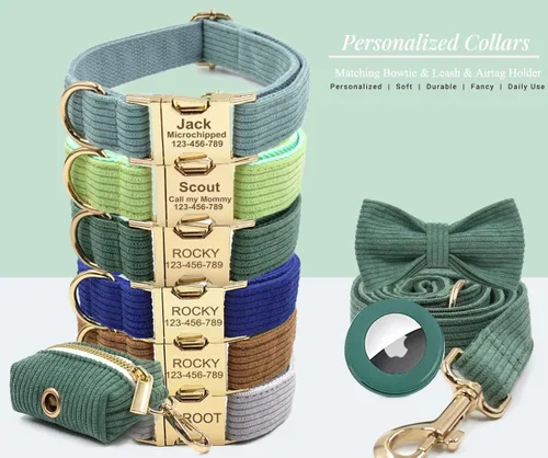 Miniatura 3 de Collares de perro personalizados con hebilla metálica - Collares de mascota con nombre y número de teléfono personalizados para razas pequeñas