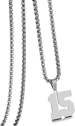 Miniatura 52 de Collar de Número Dorado para Hombre, Cadena de Acero Inoxidable con Colgante de Número para Atletas, Joyería Deportiva Personalizada para Niños
