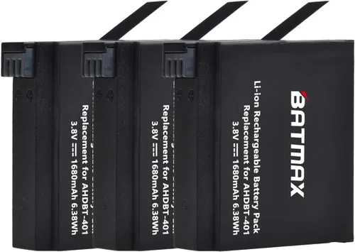 Miniatura 3 de Batmax Paquete de 3 baterías AHDBT-401 de 1680 mAh + LED 3 ranuras cargador USB para Gopro Hero 4 Batería Go Pro Hero4 AHBBP-401 Accesorios