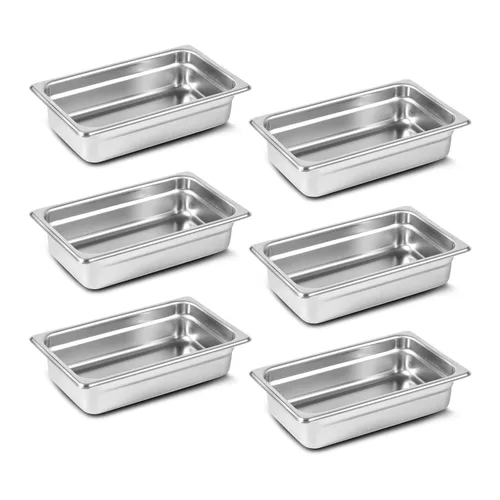 Miniatura 16 de Aplancee Sartenes de 1/2 hotel de 4 pulgadas de profundidad de acero inoxidable para alimentos, antiatascos, juego de 6 sartenes de mesa de vapor
