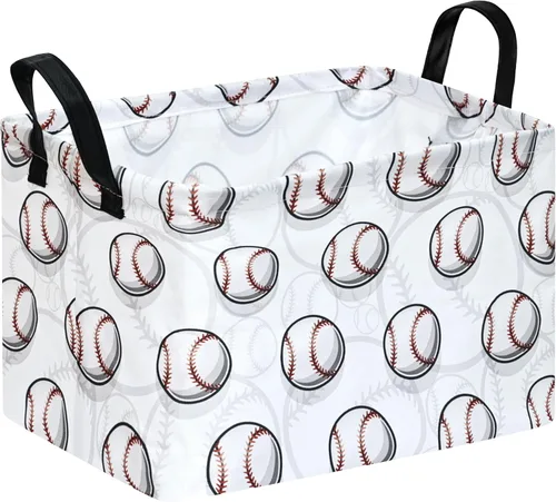 MAIZMZ Cesta de almacenamiento rectangular vacía, organizador de almacenamiento impermeable de béisbol, cestas plegables con asas para mujeres,