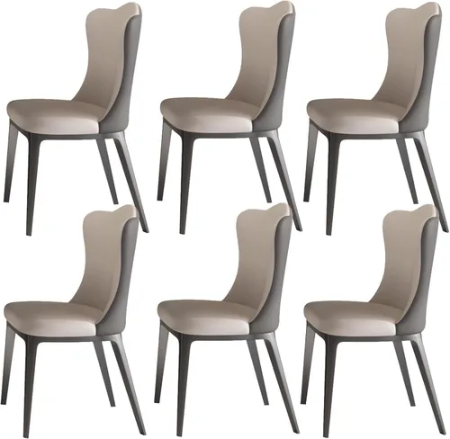 Miniatura 10 de Juego de 6 sillas de comedor, sillas de comedor tapizadas, sillas de cocina modernas con respaldo, silla de vestíbulo con patas de metal