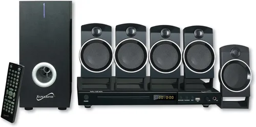 Supersonic Sistema de sonido envolvente SC-37HT 5.1, cine en casa con reproducción de DVD/CD, karaoke, radio FM, entrada USB, altavoces de 25 W,