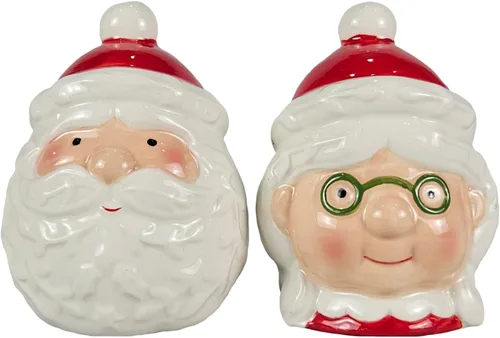 Miniatura 7 de Juego de salero y pimentero navideño de Papá Noel con bota, decoración festiva adorable de cerámica roja para el hogar, característica de mesa Bota