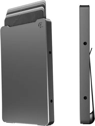 Groove Life Cartera Magnética con Deslizamiento del Pulgar Groove - Portador de Tarjetas de Crédito de Aluminio Minimalista de Perfil Bajo para