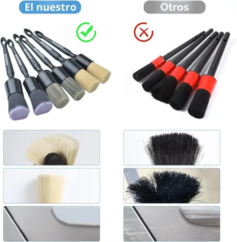 Miniatura 6 de MVEQRRN Juego de 6 cepillos para detalles de automóvil - 2 cepillos de cerdas de jabalí para detallado de automóvil, 2 cepillos de detalles ultra