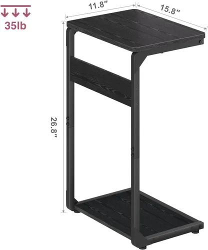 Miniatura 2 de Mesa con pedestal de madera para comer en el sofá, mesas deslizantes debajo de la mesa, mesa auxiliar pequeña para sofá, mesita de noche, bandeja