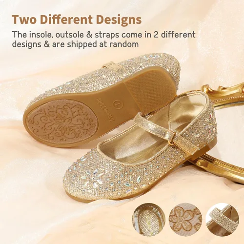 Miniatura 5 de DREAM PAIRS Zapatos de vestir Mary Jane con hebilla de diamantes de imitación y correa de bailarina plana para niña pequeña