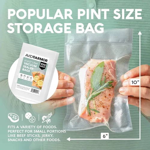 Miniatura 6 de Avid Armor bolsas comerciales para envasar al vacío, libres de BPA, ideales para Sous Vide. Paquete de 100 unidades., Transparente