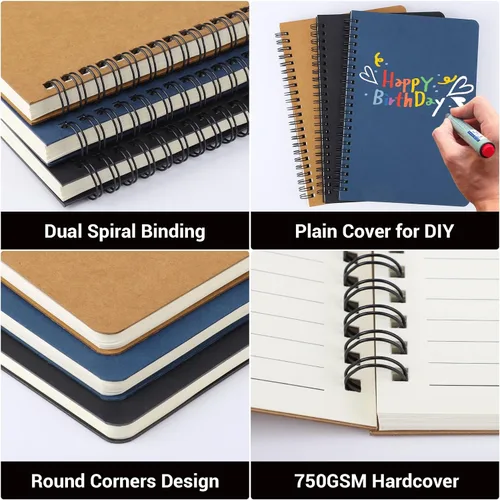 Miniatura 4 de EUSOAR - Cuaderno rayado A5 con espiral, para escritura, viajes, notas, diario, bocetos, para estudiantes, oficina, negocios, tapa de 3