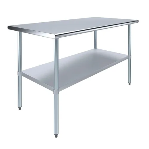 Miniatura 14 de AmGood Mesa de trabajo de acero inoxidable con estante inferior Preparación de alimentos NSF Estación de trabajo utilitaria