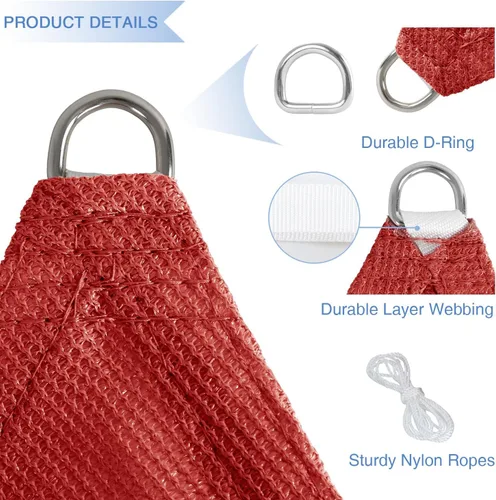 Miniatura 4 de E&K Toldo parasol triangular de 8 x 8 x 8 pies, bloquea los rayos UV, para patio, jardín, al aire libre (rojo)