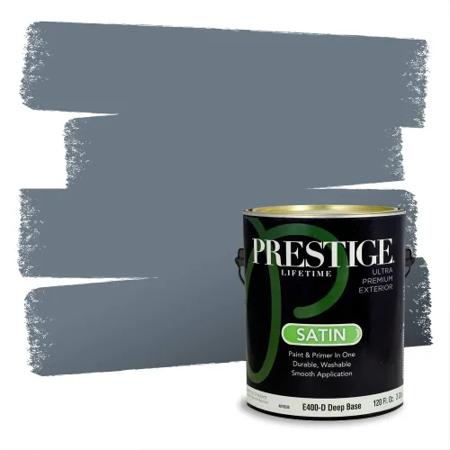 Miniatura 616 de Pintura Exterior + imprimación PRESTIGE, todo-en-uno, 1 galón, acabado mate, color comparable al Valspar* Royal Gray* VS151-Gris real