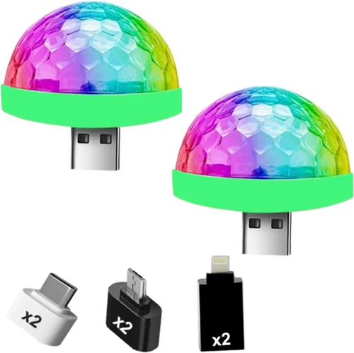 Miniatura 7 de Luces USB para fiesta, mini bola de discoteca, pequeña bola mágica, control de sonido, luz de escenario de DJ, lámpara estroboscópica RGB colorida