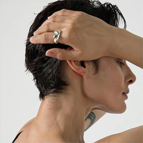 Miniatura 194 de Anillo de plata de ley 925, minimalista, ajustable, hecho a mano, para mujeres y niñas