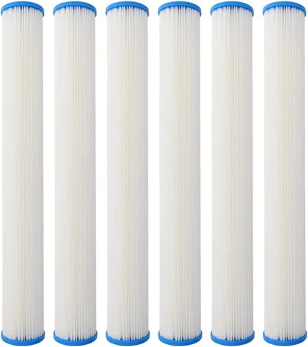 Tier1 Paquete de 6 cartuchos de repuesto de filtro de agua de sedimentos plisados de poliéster para toda la casa, compatible con Pentek ECP20-20,