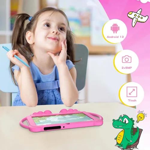 Miniatura 5 de NOVOJOY Tableta para niños de 7 pulgadas para niños, tabletas Android para niños pequeños, tableta para niñas y niños con cubierta protectora de 32
