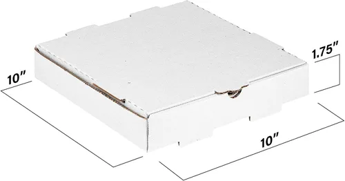 Miniatura 3 de MT Products Cajas de pizza de cartón blanco de 10" x 10" x 1.75" - Cajas de pizza corrugadas B-Flute vacías (paquete de 10) - Fabricado en EE. UU
