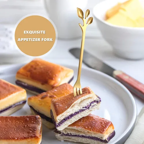 Miniatura 5 de Sieral 10 cucharas de café de hojas, mini pinzas para servir y tenedores de aperitivo, pinzas de acero inoxidable, cucharas de postre, tenedores