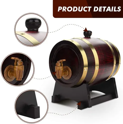 Miniatura 5 de Vino, madera de roble vintage dispensador de vino dispensador de whisky casero cubo de vino whisky para almacenar whisky cerveza vino bourbon