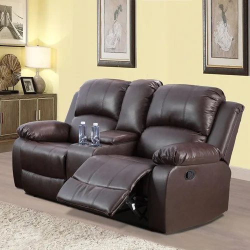 Miniatura 13 de Conjunto de sofá para sala de Estar, sillón reclinable de cuero transpirable, sofá de 3 plazas para cine en casa con portavasos para apartamento