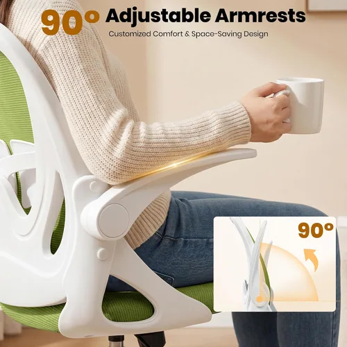 Miniatura 9 de Primy Silla de dibujo alta de oficina con reposabrazos abatibles, silla de escritorio ergonómica ejecutiva para computadora con soporte lumbar