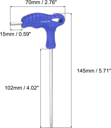 Miniatura 2 de uxcell Llave hexagonal de extremo de bola de 0.157 in, llave inglesa con mango en T, acero métrico CR-V, 2