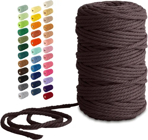 Miniatura 50 de Nook Theory - Cuerda de macramé de 3 mm, 220 yardas de cuerda de algodón, hilo de 4 mm y 5 mm, cuerda para manualidades, perfecta para colgantes