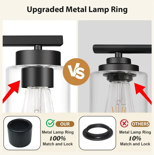 Miniatura 4 de IZORRO Moderna lámpara de baño, 3 luces negras claras, accesorios de iluminación de baño sobre espejo con vidrio transparente para sala de estar