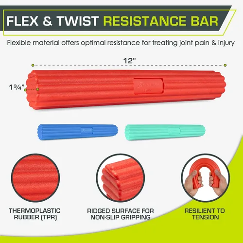 Miniatura 2 de ProsourceFit Flex and Twist Bars Sets and Singles, Resistance Bars for Occupational Therapy, Tennis Elbow Treatment, and Wrist Strengthening, 12-in