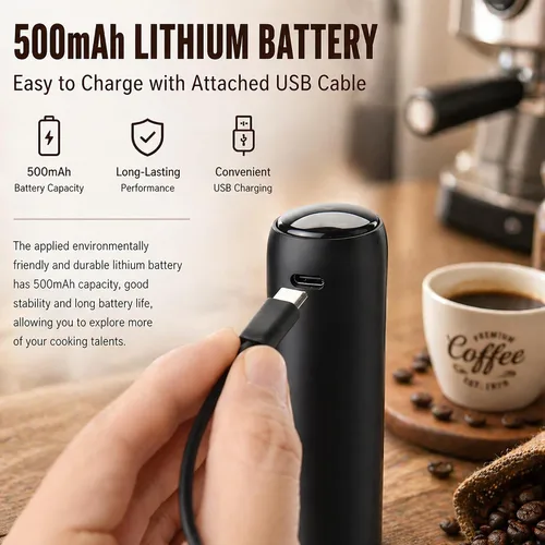 Miniatura 7 de Espumador de leche recargable de mano, espumador de café eléctrico, espumador de mano portátil mezclador de bebidas para café, latte, capuchino