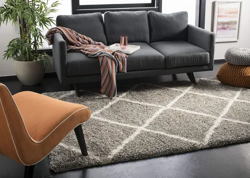 Miniatura 45 de SAFAVIEH - Alfombra de la colección Hudson Shag, diseño de enrejado moderno, no desprende pelusa y fácil de cuidar, 2 pulgadas de grosor, ideal