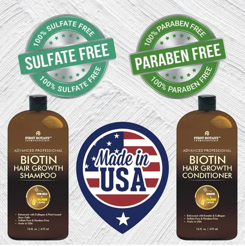 Miniatura 2 de First Botany, Biotin Champú para el crecimiento del cabello, acondicionador anti pérdida de cabello, fórmula engrosante de colágeno y células madre