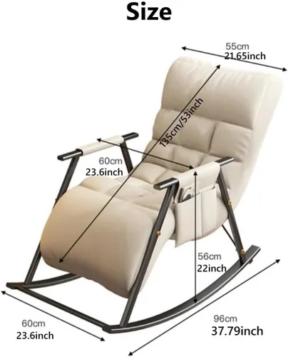 Miniatura 2 de Mecedora reclinable ajustable para balcón y patioSilla moderna para exteriores para sala de estar y ocio, muebles cómodos de relajación, marco