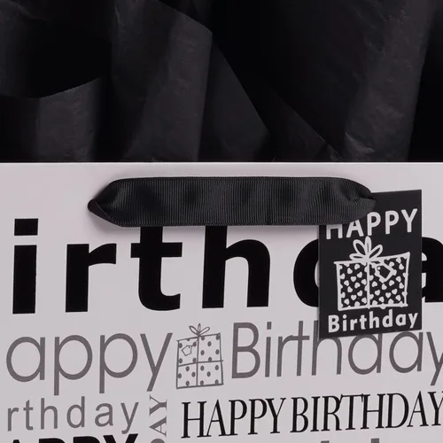 Miniatura 6 de JWSCYSY 1 bolsa de regalo grande blanca y negra con papel de seda, bolsa de regalo de feliz cumpleaños para hombres y mujeres, 12.6 x 10.25 x 4.7