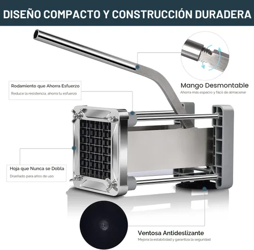 Miniatura 3 de Cortador de patatas fritas, Sopito Cortador profesional de patatas de acero inoxidable con hoja de 1/2 pulgada y 3/8 de pulgada, ideal para patatas