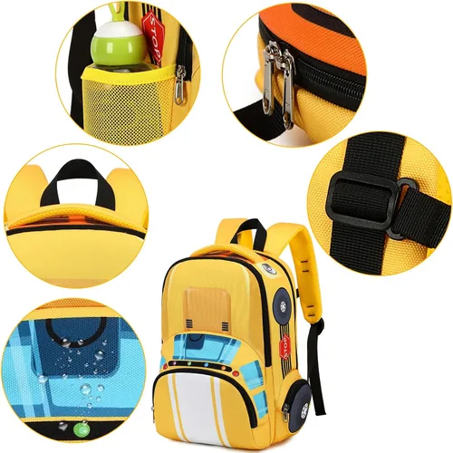Miniatura 7 de LEDAOU Mochila escolar para niños y niñas con correa para el pecho, Autobús Amarillo, Mochilas Daypack