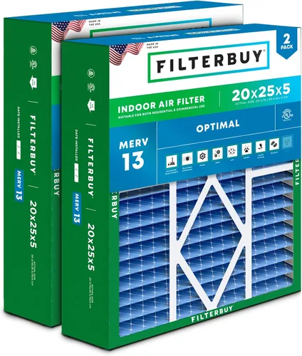 Miniatura 43 de Filterbuy Filtro de Aire MERV 13 de 20 x 25 x 5 pulgadas para defensa óptima contra el humo y las alergias (paquete de 2), filtros plisados