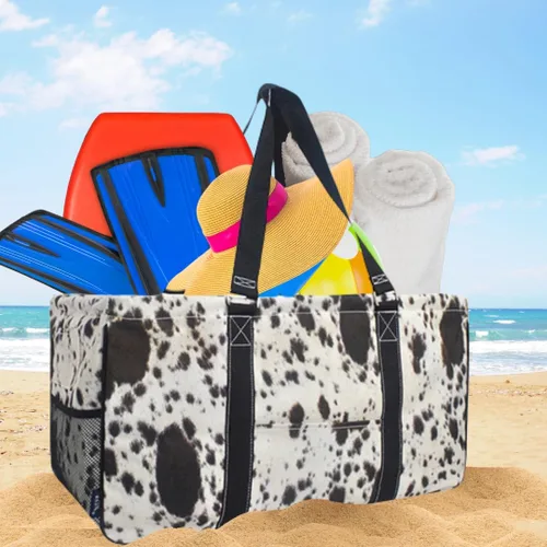 Miniatura 412 de NGIL Bolsa de comestibles reutilizable extra grande plegable de gran tamaño para comestibles, almacenamiento, picnic, playa, Bronco-negro occidental