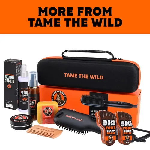 Miniatura 7 de TAME THE WILD MAKE YOUR BEARD BEHAVE Kit de alisador de barba para hombre, incluye cepillo portátil para barba, jabón para barba, peine de madera